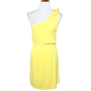 NWT Gianni Bini One Shoulder Tie Sleeve Yellow Knit Sleeveless Sundress S